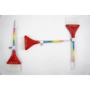 New Colortrak Rainbow Hair Color Brush Ultra Soft White Bristles 3-Pack